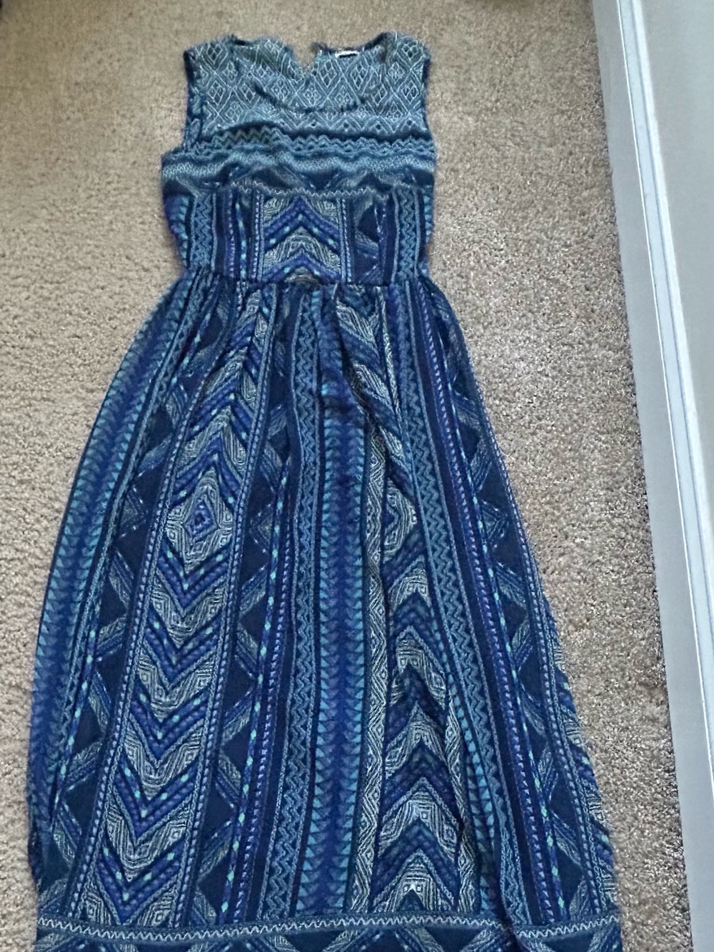 Blue Patterned Maxi Skirt - Women's Stylish Ethnic Print